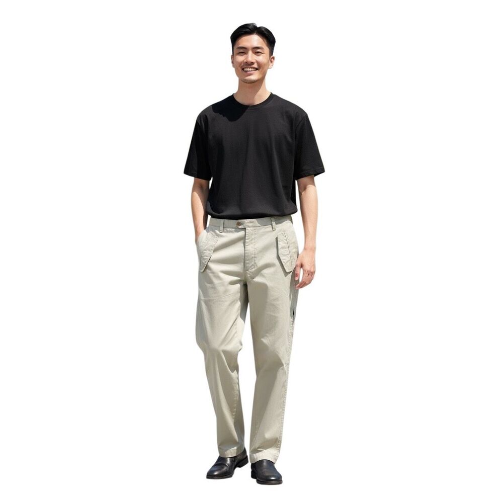 Neil Barrett Straight Leg Dress Pants Tan 5 Pocket Adjust Waist Men 50 34” Waist